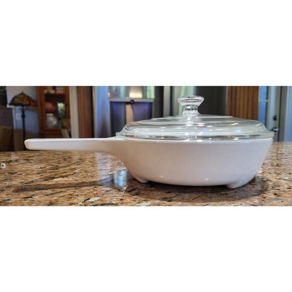 Corning Ware Microwave Browning Skillet with Lid MW-83-B White Menuette - Picture 5 of 16